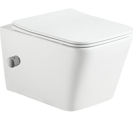 Подвесной безободковый унитаз HOLLER BLOCK_BIDET (520х340х355 мм, сиденье дюропласт, микролифт) белый, со смесителем и функцией биде 329124