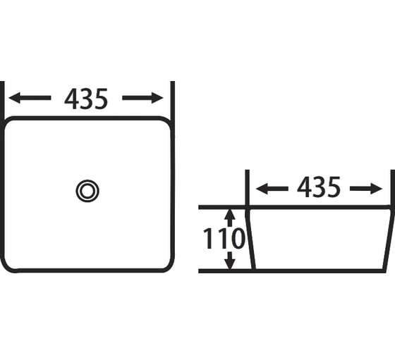Раковина накладная HOLLER K-6344 (435*435*110мм), белая 328808