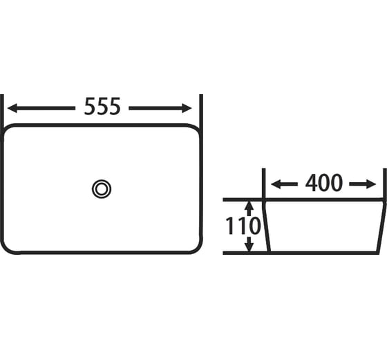 Раковина накладная HOLLER K-6345 (555*400*110мм), белая 328809