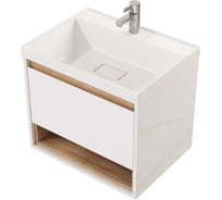 Тумба подвесная Toppus BATISTE 60 с умывальником Style, белый глянец / ватан 9811.023