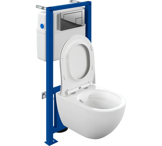 Комплект Cersanit BRASKO SMART CO DPL EO slim инсталляция LINK PRO кнопка CORNER пластик хром глянцевый 68295