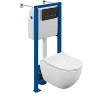 Комплект BRASKO SMART CO DPL EO slim инсталляция VECTOR кнопка ESTETICA пластик черный матовый с рамкой хром Cersanit 68293