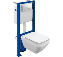 Комплект Cersanit CREA SQUARE CO DPL EO slim инсталляция LINK PRO кнопка ESTETICA пластик белый 68300