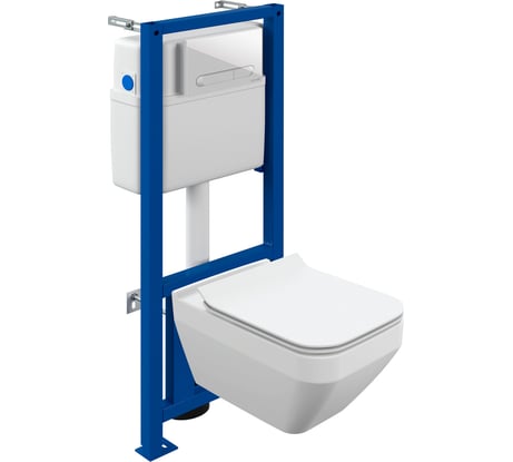 Комплект Cersanit CREA SQUARE CO DPL EO slim инсталляция LINK PRO кнопка ESTETICA пластик белый 68300