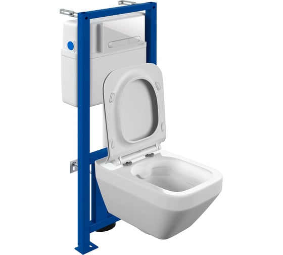 Комплект Cersanit CREA SQUARE CO DPL EO slim инсталляция LINK PRO кнопка ESTETICA пластик белый 68300