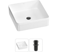 Набор Wellsee 2 в 1 Festive Fox 2.0 накладная раковина 36x36 см, черный донный клапан 20213483R