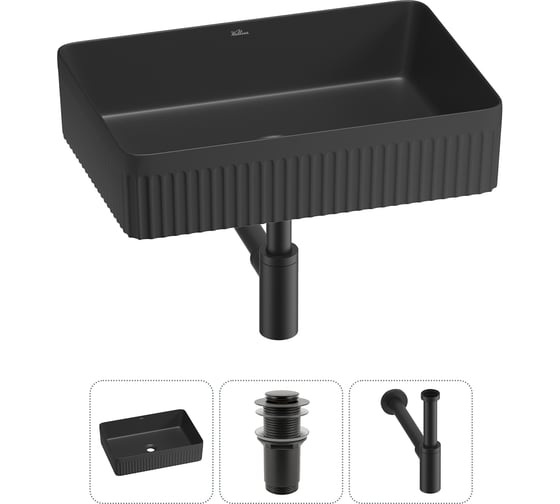 Набор Wellsee 3 в 1 Festive Fox 2.0 накладная раковина 50x35 см, донный клапан, сифон 20213758R 1