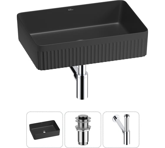 Набор Wellsee 3 в 1 Festive Fox 2.0 накладная раковина 50x35 см, донный клапан, сифон 20213757R 1