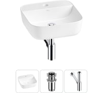 Набор Wellsee 3 в 1 Preen накладная раковина 40x40 см, донный клапан, сифон 20214291R