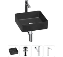 Набор Wellsee 4 в 1 Festive Fox 2.0 накладная раковина 36x36 см, донный клапан, сифон, смеситель 20213720R