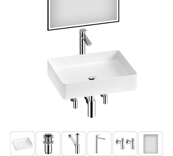 Набор Wellsee 6 в 1 FreeDom 2.0 накладная раковина 51x40 см 20217915R 1