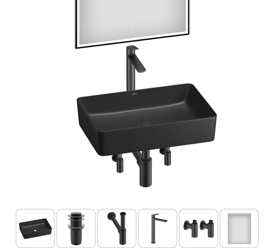 Набор Wellsee 6 в 1 FreeDom 2.0 накладная раковина 50x34 см 20217900R 1