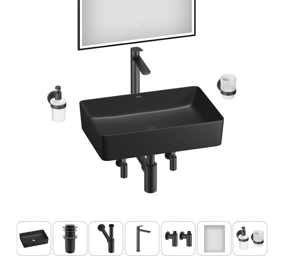 Набор Wellsee 7 в 1 FreeDom 2.0 накладная раковина 50x34 см 20217903R 1