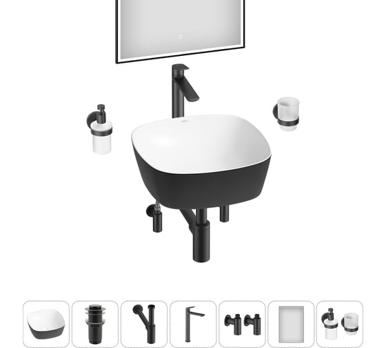 Набор Wellsee 7 в 1 Ground Breaking накладная раковина 40x40 см 20218597R 1