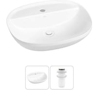 Набор Wellsee 2 в 1 Cute Twin R накладная раковина 50x42 см, донный клапан 20213341R