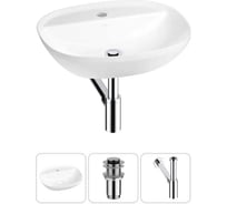 Набор Wellsee 3 в 1 Cute Twin R накладная раковина 50x42 см, донный клапан, сифон 20213342R