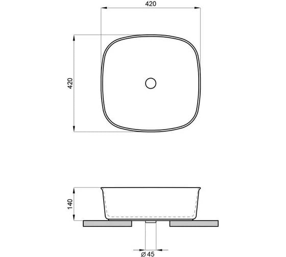 Накладная раковина Lavinia Boho Bathroom Sink 42х42 см, глянцевая белая 33311083