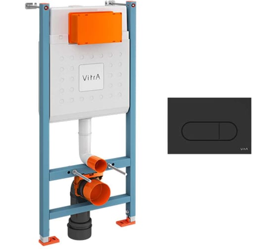 Комплект VITRA: инсталляция Core 732-5800-01 и панель смыва Root R 740-2211 черный матовый, 3/6 л, глубина установки 12 см 800-1874 1