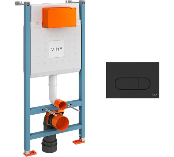 Комплект VITRA: инсталляция Core 732-5800-01 и панель смыва Root R 740-2211 черный матовый, 3/6 л, глубина установки 12 см 800-1874