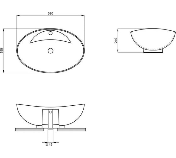 Накладная раковина Lavinia Boho Bathroom Sink 59х39 см, с отверстием под смеситель, 33311100