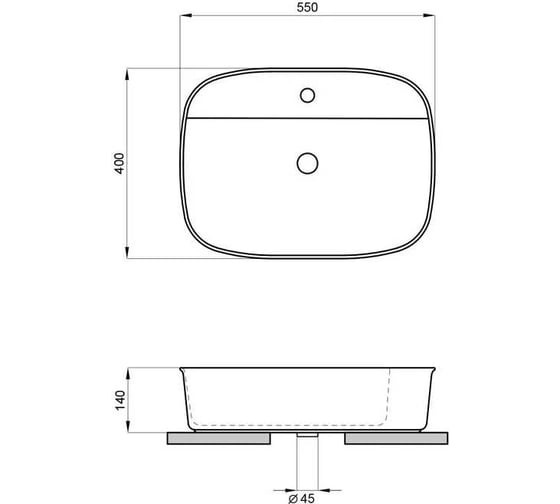Накладная раковина Lavinia Boho Bathroom Sink 55х40 см, с отверстием под смеситель, 33311086