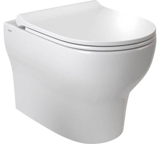 Комплект: Безободковый подвесной унитаз VITRA Zentrum Round, кнопка хром 9879B003-7200