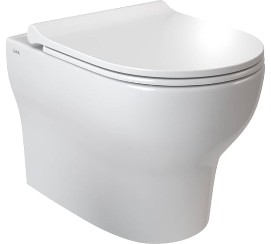 Комплект: Безободковый подвесной унитаз VITRA Zentrum Round, кнопка хром 9879B003-7200