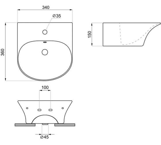 Настенная или накладная раковина Lavinia Boho Bathroom Sink, 34х36 см, с отверстием под смеситель 33311072