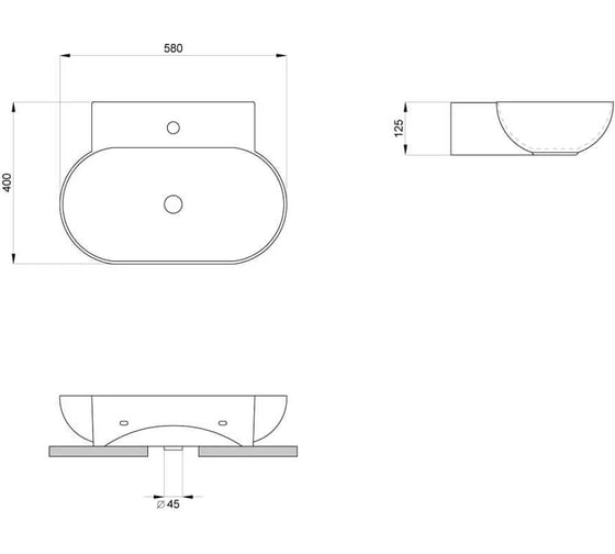 Настенная или накладная раковина Lavinia Boho Bathroom Sink, 56х40 см, с отверстием под смеситель 33311099