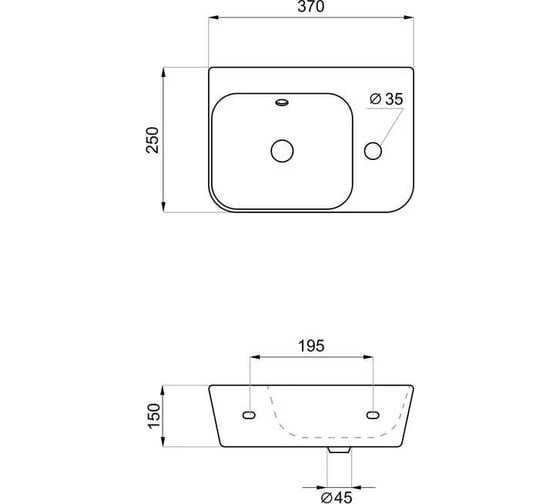 Настенная или накладная раковина Lavinia Boho Bathroom Sink, рукомойник 37х25 см, с отверстием под смеситель 33311065