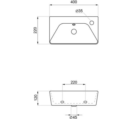 Настенная или накладная раковина Lavinia Boho Bathroom Sink, рукомойник 40х22 см, с отверстием 33311055