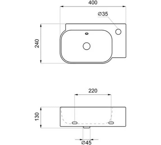 Настенная или накладная раковина Lavinia Boho Bathroom Sink, рукомойник 41х24 см, с отверстием 33311051