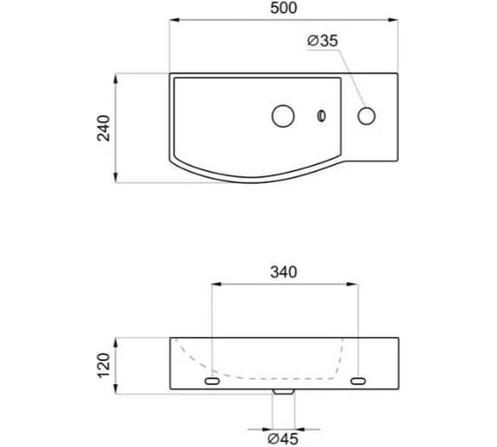 Настенная или накладная раковина Lavinia Boho Bathroom Sink, рукомойник 51х24 см, с отверстием 33311037