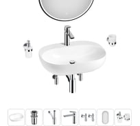 Набор Wellsee 7 в 1 Pro Line накладная/подвесная раковина 53x41 см 20218393R