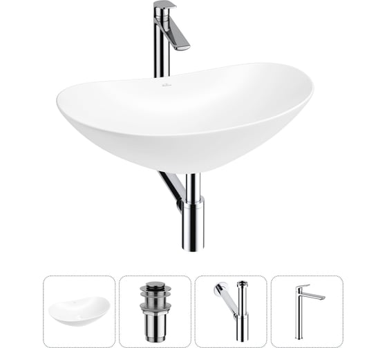 Набор Wellsee 4 в 1 Carefree Dove накладная раковина 60x36 см 20212289R 1