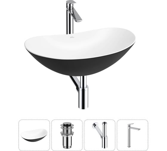 Набор Wellsee 4 в 1 Carefree Dove накладная раковина 60x36 см 20212327R 1