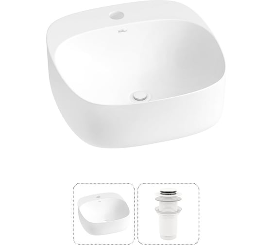 Набор Wellsee 2 в 1 Ideal накладная раковина 42x42 см 20214114R 1