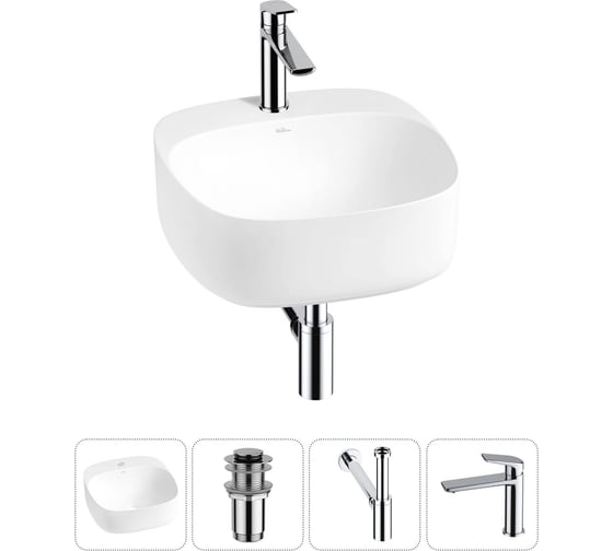 Набор Wellsee 4 в 1 Ideal накладная раковина 42x42 см 20214119R 1