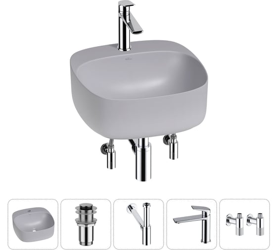 Набор Wellsee 5 в 1 Ideal накладная раковина 42x42 см 20214170R 1