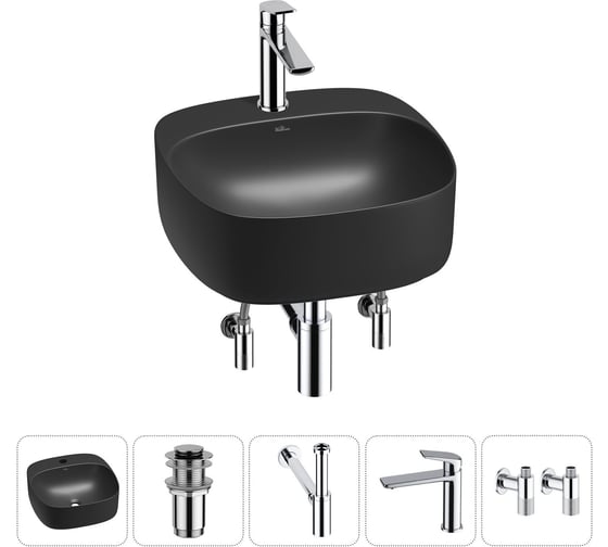 Набор Wellsee 5 в 1 Ideal накладная раковина 42x42 см 20214152R 1