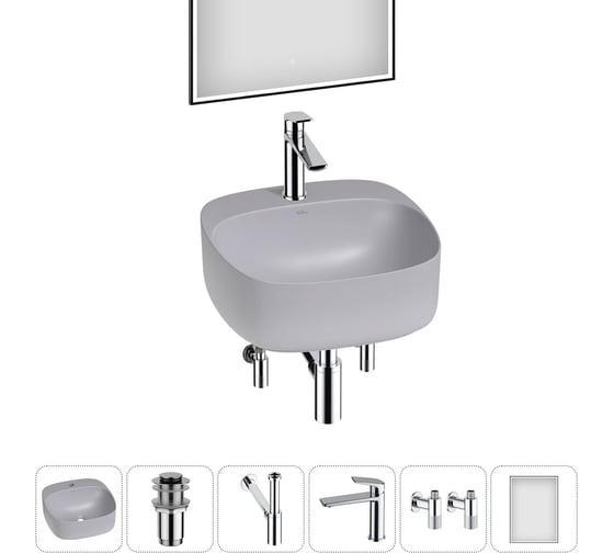 Набор Wellsee 6 в 1 Ideal накладная раковина 42x42 см 20218697R 1