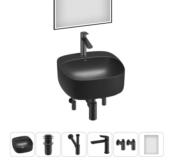 Набор Wellsee 6 в 1 Ideal накладная раковина 42x42 см 20218692R 1