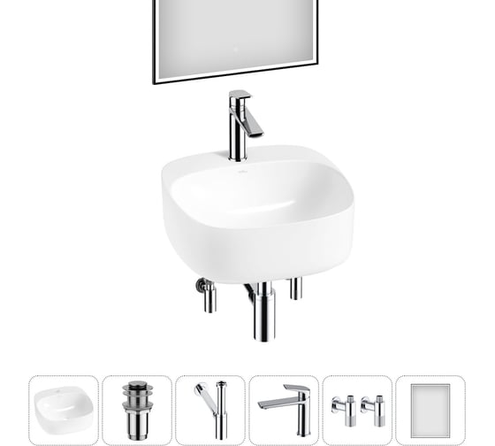 Набор Wellsee 6 в 1 Ideal накладная раковина 42x42 см 20218675R 1
