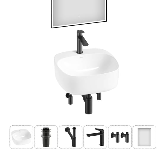 Набор Wellsee 6 в 1 Ideal накладная раковина 42x42 см 20218676R 1