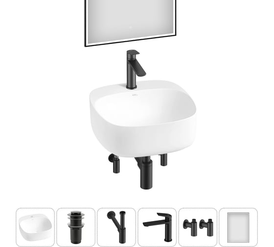 Набор Wellsee 6 в 1 Ideal накладная раковина 42x42 см 20218684R 1