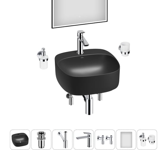 Набор Wellsee 7 в 1 Ideal накладная раковина 42x42 см 20218694R