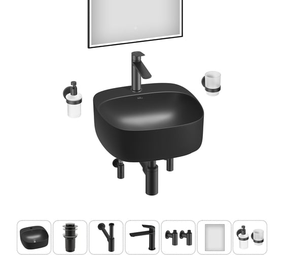 Набор Wellsee 7 в 1 Ideal накладная раковина 42x42 см 20218695R