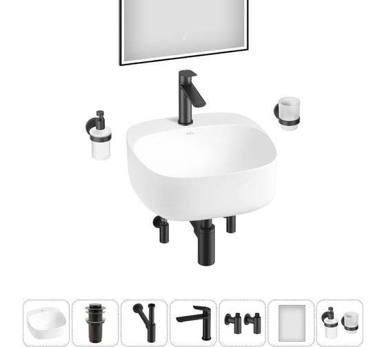 Набор Wellsee 7 в 1 Ideal накладная раковина 42x42 см 20218688R 1
