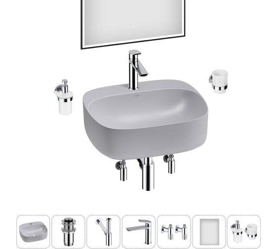 Набор Wellsee 7 в 1 Ideal накладная раковина 50x42 см 20218722R 1