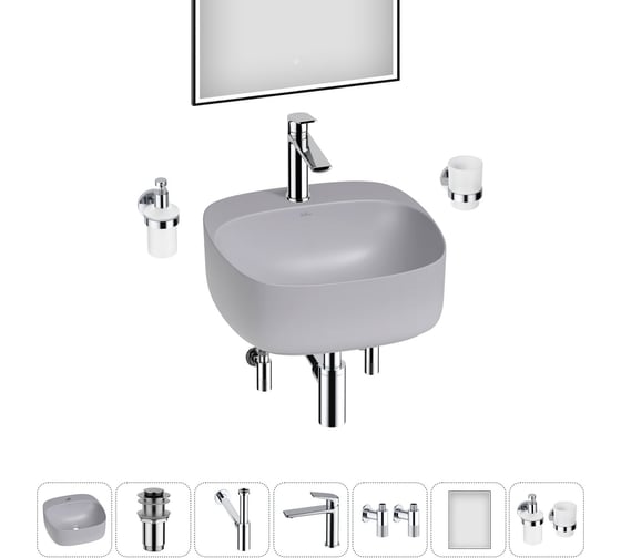 Набор Wellsee 7 в 1 Ideal накладная раковина 42x42 см 20218698R 1